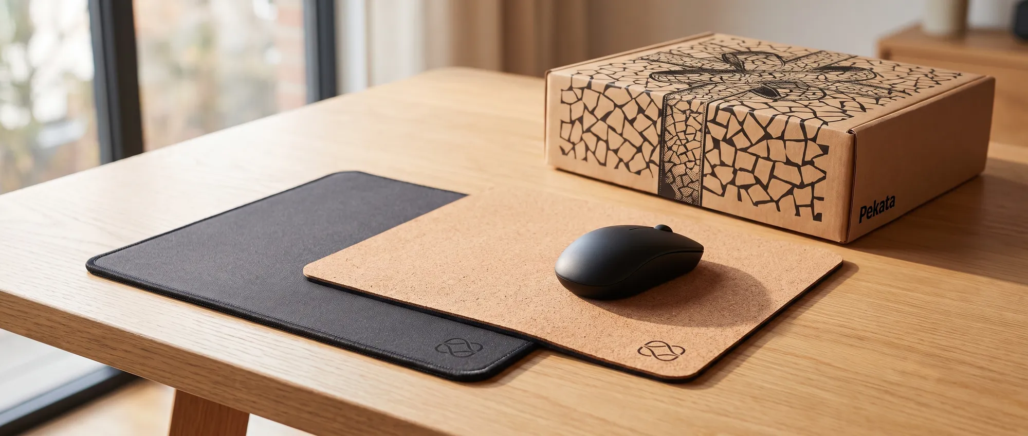 Εξατομικευμένο mousepad με το λογότυπο εταιρείας πάνω σε γραφείο office